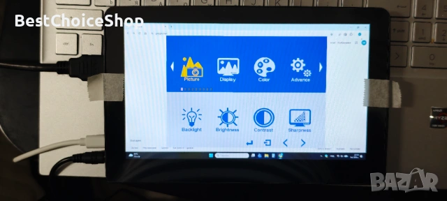 8-инчов мини монитор с тъчскрийн HD 800x480 с HDMI портове, вградени високоговорители и стойка., снимка 5 - Монитори - 54211582