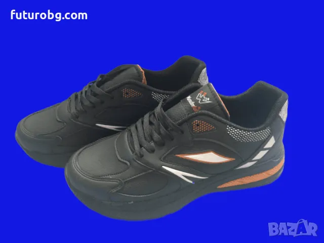 Черни маратонки с оранжев акцент за мъже-водоустоичиви, снимка 5 - Маратонки - 48473963