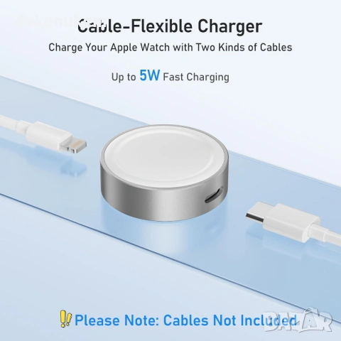 Магнитно зарядно за Apple Watch USB-C 5W – компактна безжична док станция, снимка 2 - Смарт гривни - 53333589