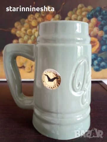  РЕДКАЖ Порцелан керамика стара халба халби чаша / бира ЗАГОРКА стари бирени чаши , снимка 2 - Антикварни и старинни предмети - 50590831