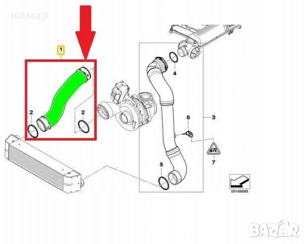 11613435259 Маркуч за турбо /интеркулер за БМВ / BMW X3 (E83), снимка 3 - Части - 30613964