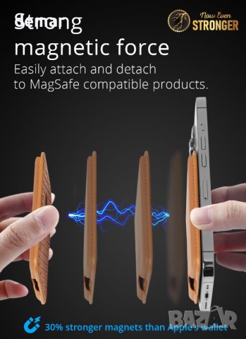 Изцяло кожен портфейл MagSafe Mujjo за iPhone Magsafe Wallet, Apple, снимка 2 - Калъфи, кейсове - 42092304