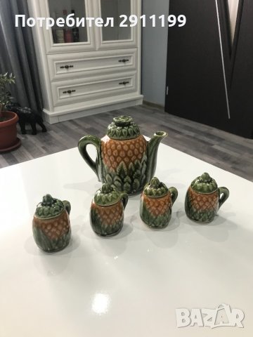 Керамична кана с чаши, снимка 4 - Сервизи - 38756896