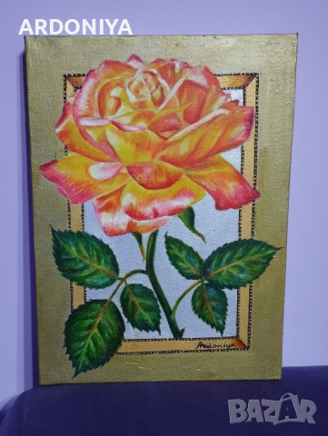 Картина Роза маслени бои, снимка 4 - Картини - 44606365