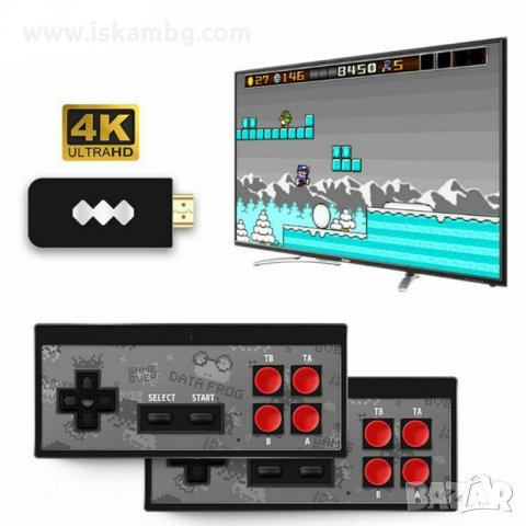 Ретро TV игра, конзола с размерите на флашка 621 игри безжична 4K HDMI - код 2843