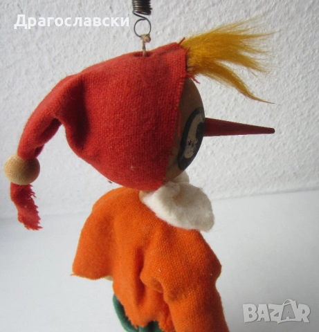 Пинокио на пружина, голяма 50 см Парцалена кукла,  с национална носия за стена, казак мускетар, снимка 3 - Декорация за дома - 28881400