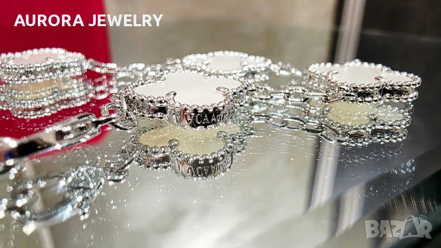 Van Cleef & Arpels VCA 5 Motifs Silver Mother of Pearl Vintage Alhambra Дамска Гривна, снимка 6 - Гривни - 54133225