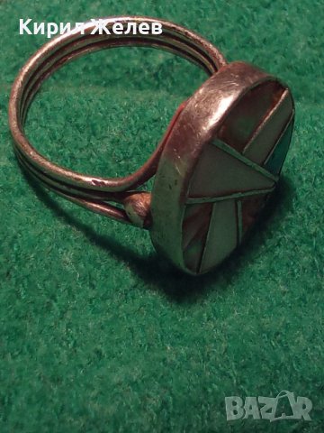 СЕДЕФЕН с ЕМАЙЛ СРЕБЪРЕН АВТОРСКИ ПРЪСТЕН РЪЧНА ИЗРАБОТКА 17252, снимка 4 - Пръстени - 31557179