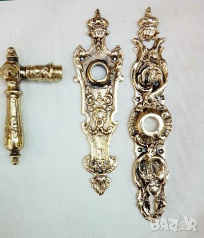 Царска старинна барокова луксозна брава от месинг-шилд ,ретро дръжка, винтидж обков, снимка 2 - Декорация за дома - 22329439