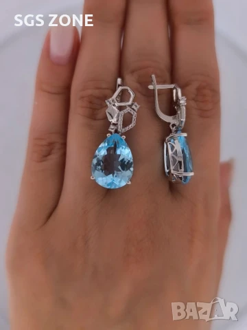 сребърни обеци от Тайланд с естествен топаз, снимка 2 - Обеци - 51192062