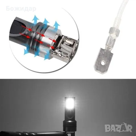Комплект Led крушки за фарове и халогени H3 - 6000k, снимка 2 - Аксесоари и консумативи - 48840885