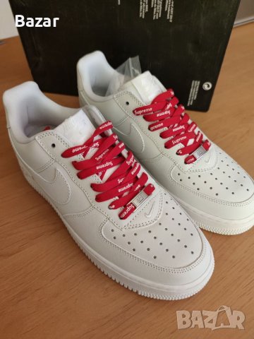 Nike Air Force 1 Supreme White Бели Мъжки Обувки Кецове Маратонки Размер 43 Номер 27.5см Стелка , снимка 7 - Маратонки - 40296110