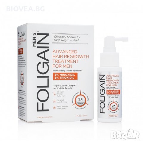 FOLIGAIN® Комплекс за регенерация на косата за мъже с Minoxidil 5% & Trioxidil 5% (2oz) 59 ml