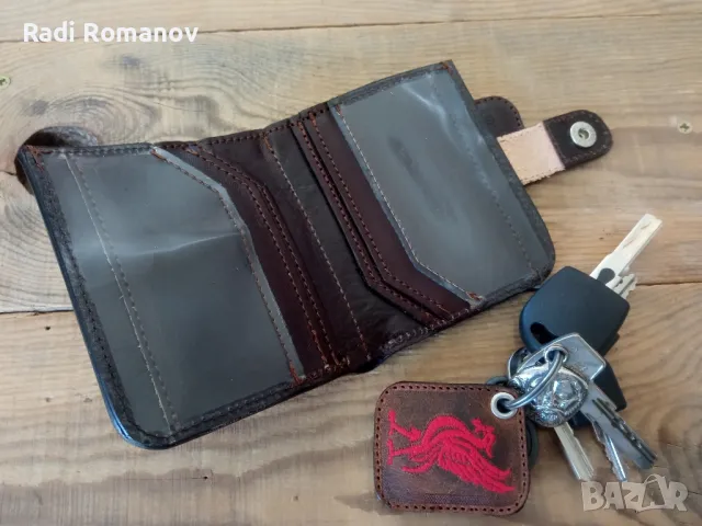 Ръчно изработен мъжки кожен портфейл, кожено портмоне , снимка 5 - Портфейли, портмонета - 49404752