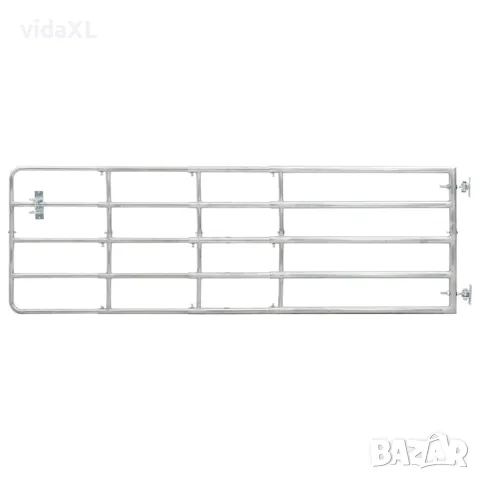 vidaXL Оградна порта, 5 пръта, стомана, (150-400)x90 см, сребриста, снимка 3 - Огради и мрежи - 56146093