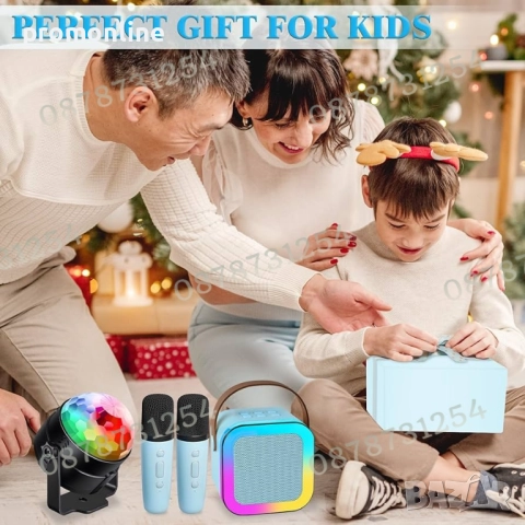 Детска Преносима Блутуут Караоке Тонколона с Два Безжични Микрофона, снимка 10 - Музикални играчки - 52596483