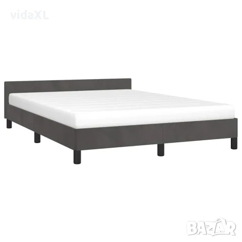 vidaXL Рамка за легло без матрак, тъмносива, 140x200 см, кадифе, снимка 3 - Спални и легла - 56147165