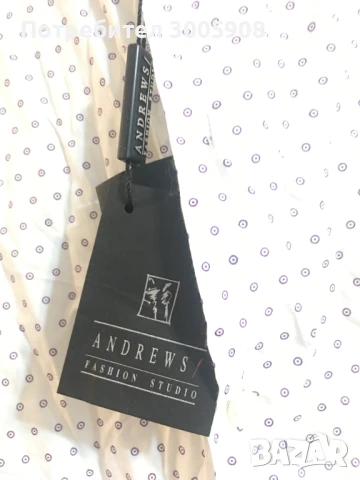 Риза Andrews 100 % памук, бяла на златни или лилави кръгчета, L (41-42), снимка 6 - Ризи - 50963820