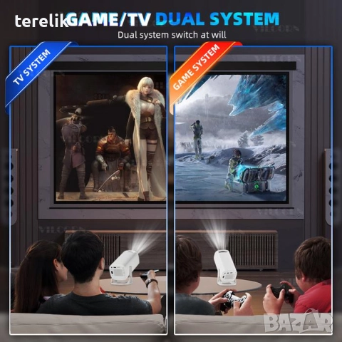 Нов S40 Max 450 Смарт проектор и игрова конзола с 35 000 вградени игри 4K, Android 11, снимка 12 - Плейъри, домашно кино, прожектори - 52379228