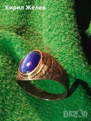 Старинен РЪЧНО ОРНАМЕНТИРАН СРЕБЪРЕН ПРЪСТЕН ОКСИДИРАНО СРЕБРО ВИСОКА ПРОБА сСИНЬО КОТЕШКО ОКО 49954, снимка 14 - Антикварни и старинни предмети - 49294606