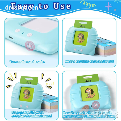 4104 Играчка за изучаване на английски език - аудио четец с картинки, снимка 15 - Образователни игри - 44613057