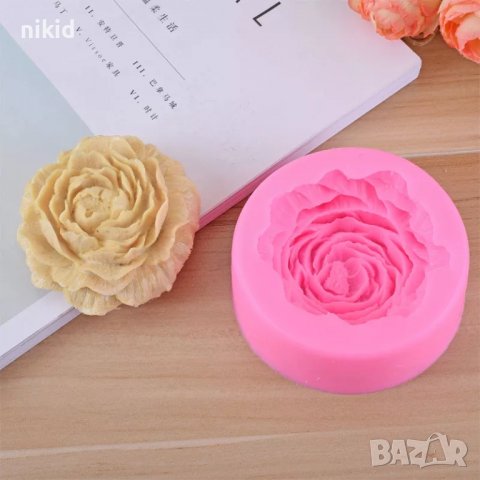 Голям цъфнал Божур цвете силиконов молд форма декорация торта фондан шоколад гипс, снимка 5 - Форми - 38047550