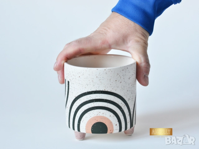 Саксии за Цветя и Сукуленти / Подарък за Нов Дом / Декоративни Керамични Саксии с Абстрактни Шарки, снимка 13 - Саксии и кашпи - 52412158