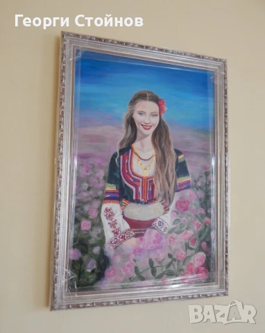 Авторска картина "Българка" акрилни бои на платно 40/60, снимка 2 - Картини - 50759970