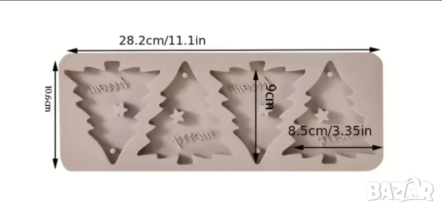 Молд коледни елхи 4 броя , снимка 4 - Форми - 50624561