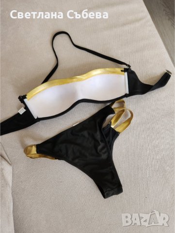 Комплект бански черно и златно, снимка 4 - Бански костюми - 40195345