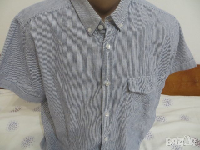 Мъжка риза с къс ръкав от лен Blueprint, снимка 2 - Ризи - 25933982