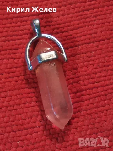 КОЛИЕ МЕДАЛЬОН РОЗОВ КВАРЦ ПОСРЕБРЕНО АРТИСТИЧНА ВИСУЛКА 10932, снимка 6 - Колиета, медальони, синджири - 30580731