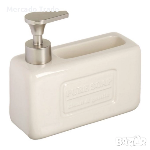 Диспенсър за кухненска мивка с поставка за гъба Mercado Trade, Керамичен, Бежов, снимка 3 - Сушилници - 52121765