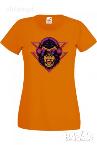 Дамска Тениска monkey with headphones Изненада,Повод,Подарък,Празник, снимка 3 - Тениски - 37641339