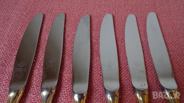 Solingen KUPPELS BESTECK , 18/10 HARTVER GOLDET 23/24 KARAT комплект 6 бр ножове с позлата, снимка 5 - Прибори за хранене, готвене и сервиране - 31142102