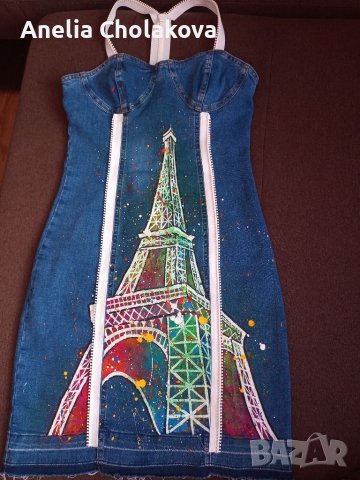 Уникална ръчно рисувана рокля, снимка 1