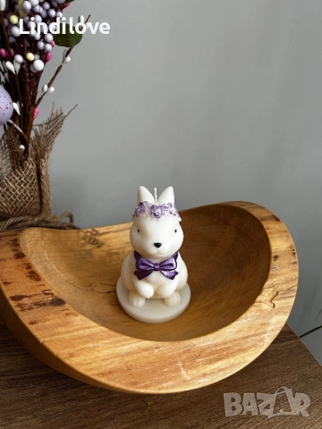 Ръчно изработена соева свещ зайче, снимка 6 - Други - 53996683