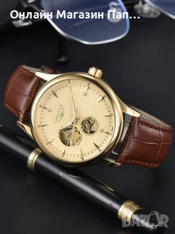 LONGLUX 8020P Мъжки Механичен Автоматичен Скелетон Часовник, снимка 2 - Мъжки - 54187991