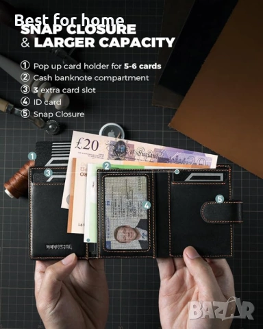Портфейл AirTag от естествена кожа с RFID блокиране, снимка 5 - Портфейли, портмонета - 53932815