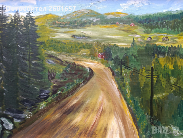 Стара маслена картина, 1972 г., снимка 2 - Картини - 54358078