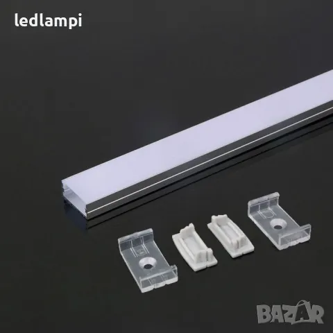 Алуминиев Профил За LED Лента 2000х23,5x10mm Широк MILKY