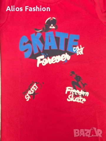 Koton детски дрехи, блуза/тениска момче SKATE Forever, червено-сиво, НОВО – 1бр. €5.99 / 3бр. €14.99, снимка 3 - Детски тениски и потници - 55845664