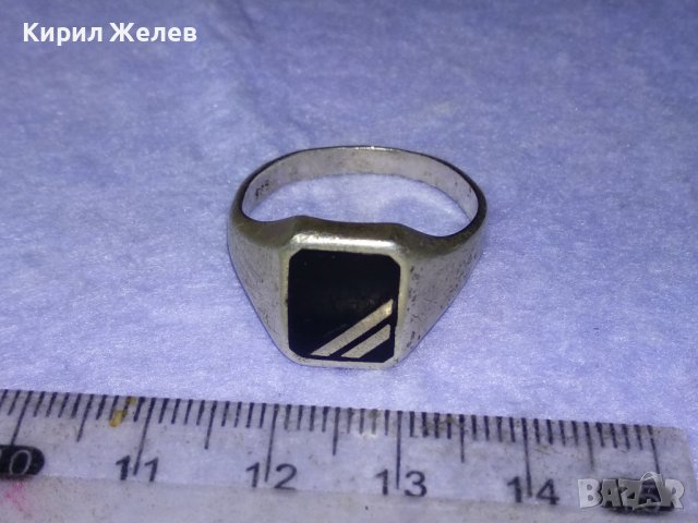 СРЕБЪРЕН РЕТРО ПРЪСТЕН СРЕБРО 925 АНГЛИЯ с ШЛИФОВАН ЧЕРЕН ОНИКС ЮВЕЛИРНА АРТ ДЕКО ИЗРАБОТКА 40629, снимка 9 - Пръстени - 42646468