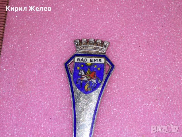 BAD EMS СТАРА НЕМСКА КОЛЕКЦИОНЕРСКА ЕМАЙЛИРАНА СРЕБЪРНА ЛЪЖИЧКА За КАФЕ СРЕБРО 800 RFK ПРОБА 42989, снимка 2 - Колекции - 44376185
