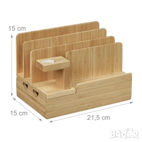 Бамбукова зарядна станция за множество устройства Relaxdays , снимка 7 - Друга електроника - 48327239