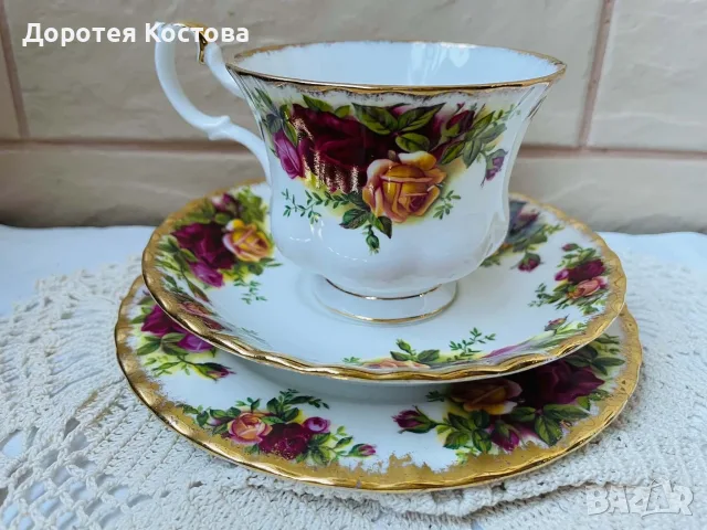 ROYAL ALBERT Красив троен сет за чай или дълго кафе от Англия , снимка 4 - Антикварни и старинни предмети - 56014684
