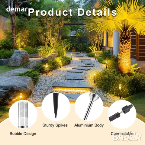 Градински лампи IRISECO с колчета, 6 броя 12V нисковолтови LED, IP65, снимка 4 - Лед осветление - 51180611