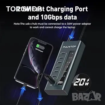 USB C хъб за лаптоп, 7 в 1 10Gbps USB C към USB C хъб, снимка 2 - Друга електроника - 48697596