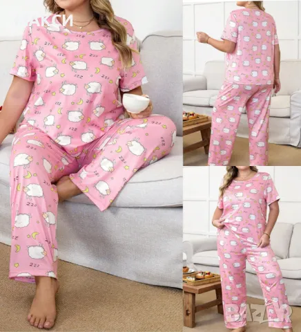 Макси силно еластичен и мек домашен комплект /пижама/ - тениска + долнище с ластична висока талия и , снимка 1