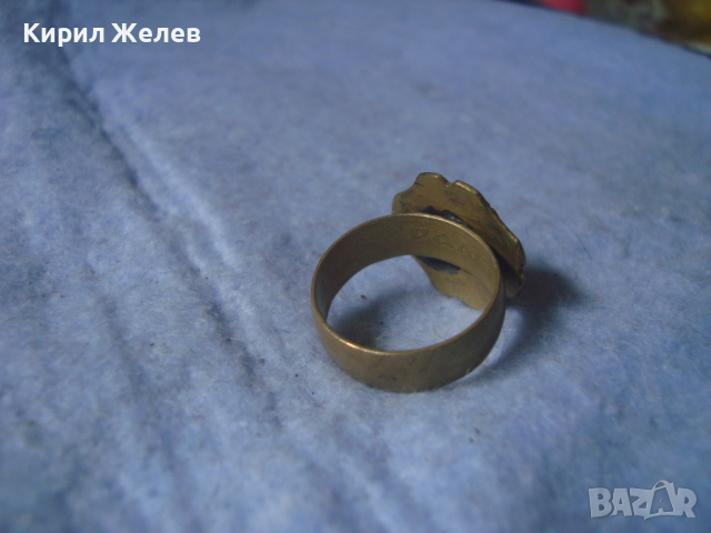 СТАРИНЕН БРОНЗОВ ПРЪСТЕН ЦВЕТЕ РЪЧНИ ОРНАМЕНТИс ЮВЕЛИРНО ФАСЕТИРАН ГРАНАТ МАЙСТОРСКА ИЗРАБОТКА 15117, снимка 8 - Антикварни и старинни предмети - 36422426